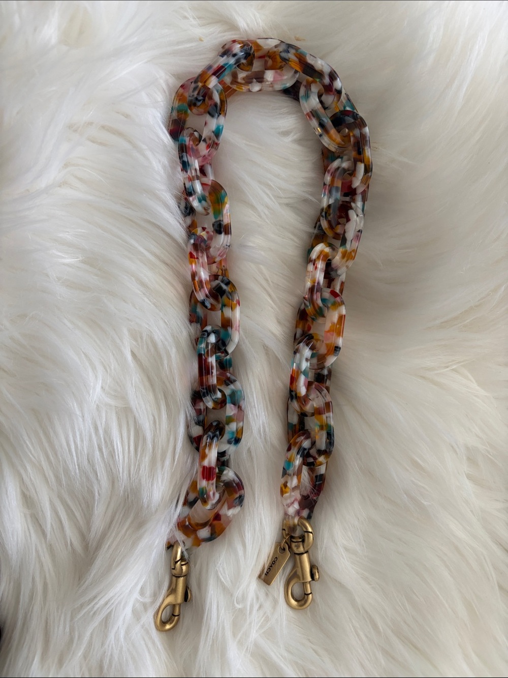 Coach Multicolor Acrylic Link Strap with Gold Hardware